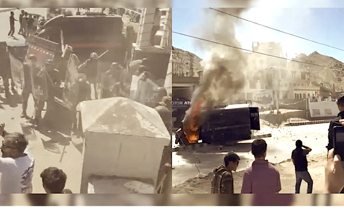 लद्दाख में छात्रों का उग्र प्रदर्शन